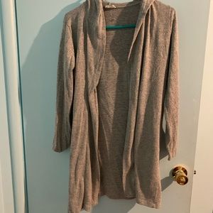 grey cardigan